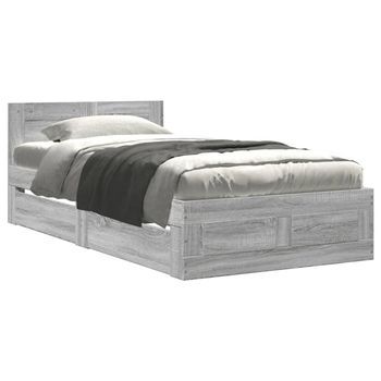 Cama Con Cabecero Madera De Ingeniería Gris Sonoma 75x190 Cm Vidaxl