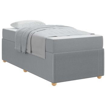 Estructura De Cama Con Colchón Gris Claro 90 X 200 Cm Tela
