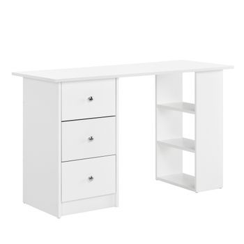 Escritorio Lemberg con 3 cajones 3 estantes 120x50x72 cm - Blanco [en.casa]
