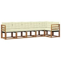 conjunto de sofas de exterior con cojin 6 piezas  mueble de jardin natural y crema