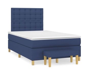 Cama box spring con colchón tela azul 120x200 cm botones