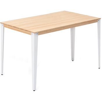 Mesa Lunds Alta 80x160x110cm Blanca En Madera Maciza De Pino Acabado Natural Estilo Nórdico Industrial Box Furniture