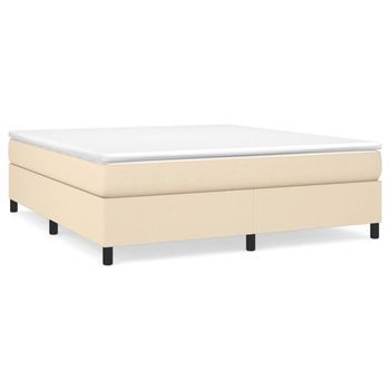 Cama Matrimonial | Cama Para Adultos | Estructura De Cama Box Spring Tela Color Crema 160x200 Cm