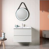 conjunto bano 80 cm blanco espejo led y lavabo ceramica blanco
