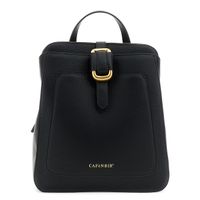 mochila efecto piel con asa metalica black