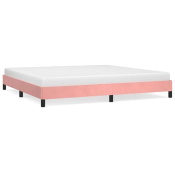 Cama Matrimonial | Cama Para Adultos | Estructura De Cama De Terciopelo Rosa 200x200 Cm