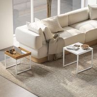 mesas auxiliares para salon de acero mdf homcom 45x45x45 cm blanco