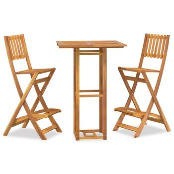Juego Muebles De Bar De Jardín 3 Piezas | Mobiliario De Jardín Madera Maciza De Acacia