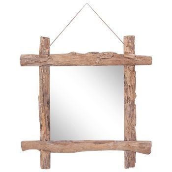 Espejo De Troncos De Madera Reciclada De Teca Natural 70x70 Cm Vidaxl