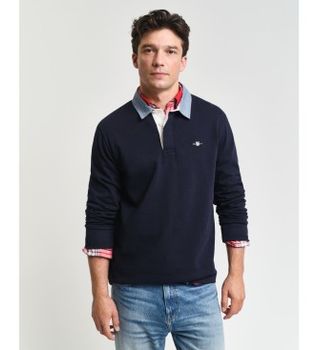 Gant para hombre. 2004082 Polo Heavy De Cambray marino (L), Casual, Algodón, Manga larga