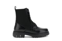 botin mujer de piel abrochado con cordones elasticos y strass black