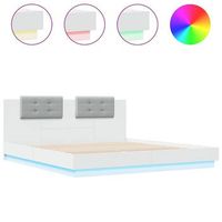 estructura de cama con cabecero y luces led blanco 160x200 cm vidaxl