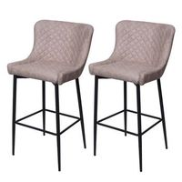 juego de 2 taburetes de bar sillas de mostrador en tela gris diseno chic y retro 040000157