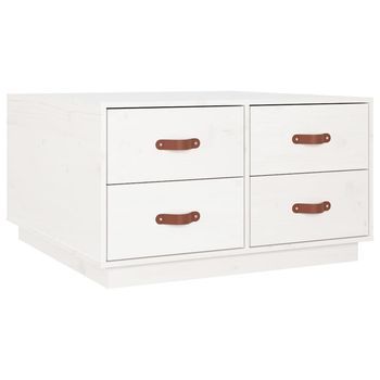 Mesa De Café - Mesa De Centro De Madera Maciza De Pino Blanco 80x80x45 Cm