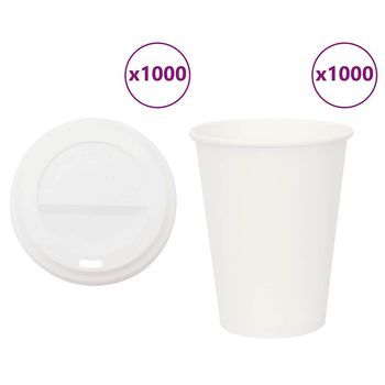 Vasos De Café De Papel Con Tapa 1000 Uds 12oz 300ml Vidaxl