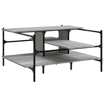 Mesa De Centro Madera De Ingeniería Gris Sonoma 100x100x48,5 Cm Vidaxl
