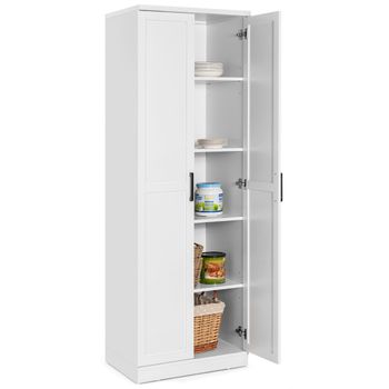 Costway Armario de Almacenamiento Multifuncional con 2 Puertas y 5 Estantes Ajustables 59 x 43,5 x 178 cm