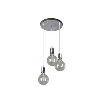 Lampara Prisco 3xe27 Cromo/transparente Bombillas Incluidas 24w 2700k 2550lm Regx36x36 Cm
