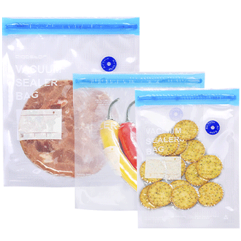 Aigostar - 30 bolsas de vacío reutilizables sin BPA, 10 de cada tamaño. Apto para congelador, microondas y estufa al vacío. Válvula para bomba selladora y cierre zipper