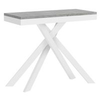 consola extensible 90x40300 cm krack evolution cemento estructura blanca