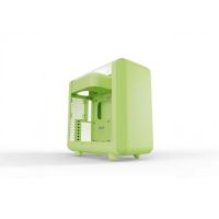 caja de pc hyte x50 torre mediana verde panel cristal templado mesh