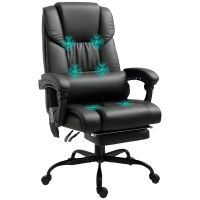 vinsetto silla de oficina con masaje de 6 puntos con respaldo reclinable negro