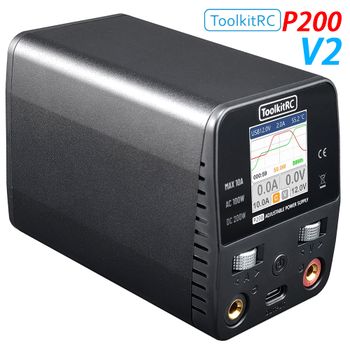 Adaptador de Corriente de Escritorio Ajustable ToolkitRC P200 V2, Salida 1-30V AC 100W DC 200W 10A, Compatible con Cargador DC Tybec IPS M6D M7 M8P M9