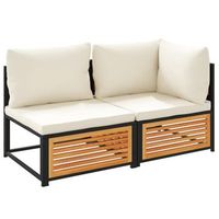 sofa de jardin  sofa de exterio 2 plazas con cojines madera maciza de acacia