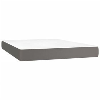 Colchón De Muelles Ensacados Firmeza Media Cuero Sintético Gris 140x200x20 Cm Vidaxl