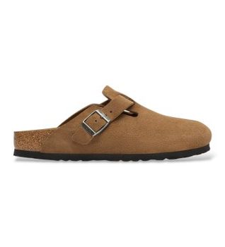 Birkenstock para mujer. 1032795 Zuecos de Piel Boston (Ajuste Estrecho) marrón (37), Plano, Ante, Ninguno, Casual