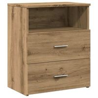 mesita de noche  mesilla de noche madera de ingenieria roble artisan 50x32x60 cm