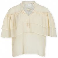 vila blusa top flowy - birch para mujer