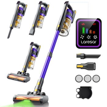 Aspiradora Inalámbrica Laresar X11, Portátil, con Depósito de Polvo, 60 Minutos de Autonomía, 3 Filtros, 550W, 55000PA de Potencia de Succión