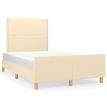 Estructura De Cama Con Cabecero De Tela Color Crema 120x200 Cm