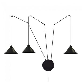 Aplique de pared cerremo negro (3 luces)