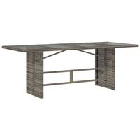mesa de jardin  mesa de exterior superficie de vidrio ratan pe gris 190x80x75 cm