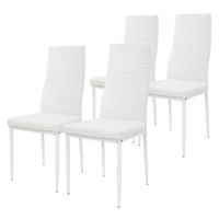 juego de 4 sillas de comedor tapizadas en piel sintetica color blanco