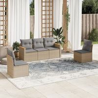 conjunto de sofas jardin con cojines 5 uds  mueble jardin mesa y sillas ratan sintetico beige cfw764751