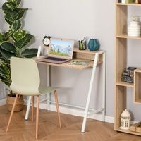 escritorio mesa de ordenador de mdf metal homcom 84x45x85 cm-roble