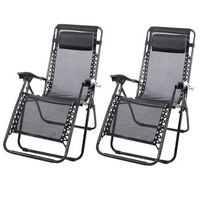 pack de 2 sillas tumbonas con reposabrazos - negro