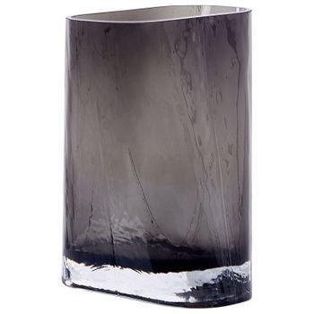 Florero De Vidrio Gris Oscuro 20 Cm Jarrón Sobremesa Moderno Decoración Mitata