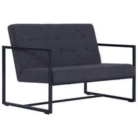 sofa de 2 plazas con reposabrazos acero y tela gris oscuro 114 x 78 x 81 cm vidaxl