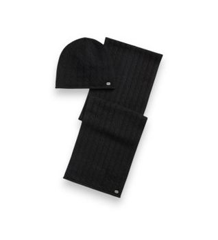 Lauren Ralph Lauren para mujer. 454P23528003 Conjunto de gorro y bufanda negro (OSFA), Casual, Tela