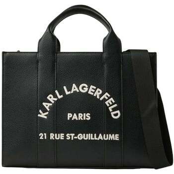 Karl Lagerfeld Bolsa Bolso Tote Cuadrado Graneado Blanco y Negro para mujer