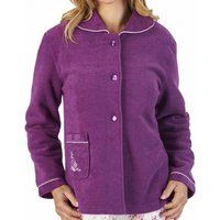 Elegant Button Opening Embroidered Boucle Fleece Bedjacket