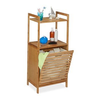 Cesta De Ropa Con Estante De Bambú Oro 80 Cm
