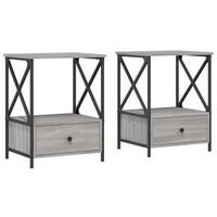 mesita de noche 2 uds madera ingenieria gris sonoma 50x41x65 cm vidaxl