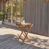 mesa de jardin redonda de madera teca maciza aceitada 4 pers
