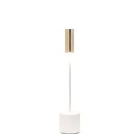 zafferano - lampara de mesa led recargable y tactil carolina - blanco brillante y laton cepillado