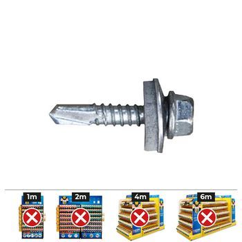 Celo 963637301 - Tornillo Punta Broca Din 7301 Cabeza Hexagonal Diámetro 6,3x63 Mm, Arandela De Epdm 16, Cincado, 250 Unidades